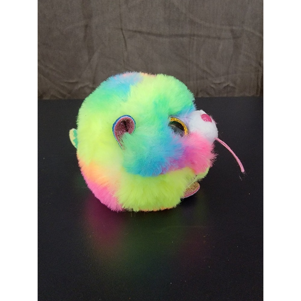 Ty Puffies Gizmo the Cat Plush Round Ball Stuffed Animal Multi-Color Toy - Picture 2 of 4